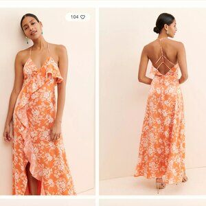 en elly Floral Ruffled Maxi Dress (XS)
